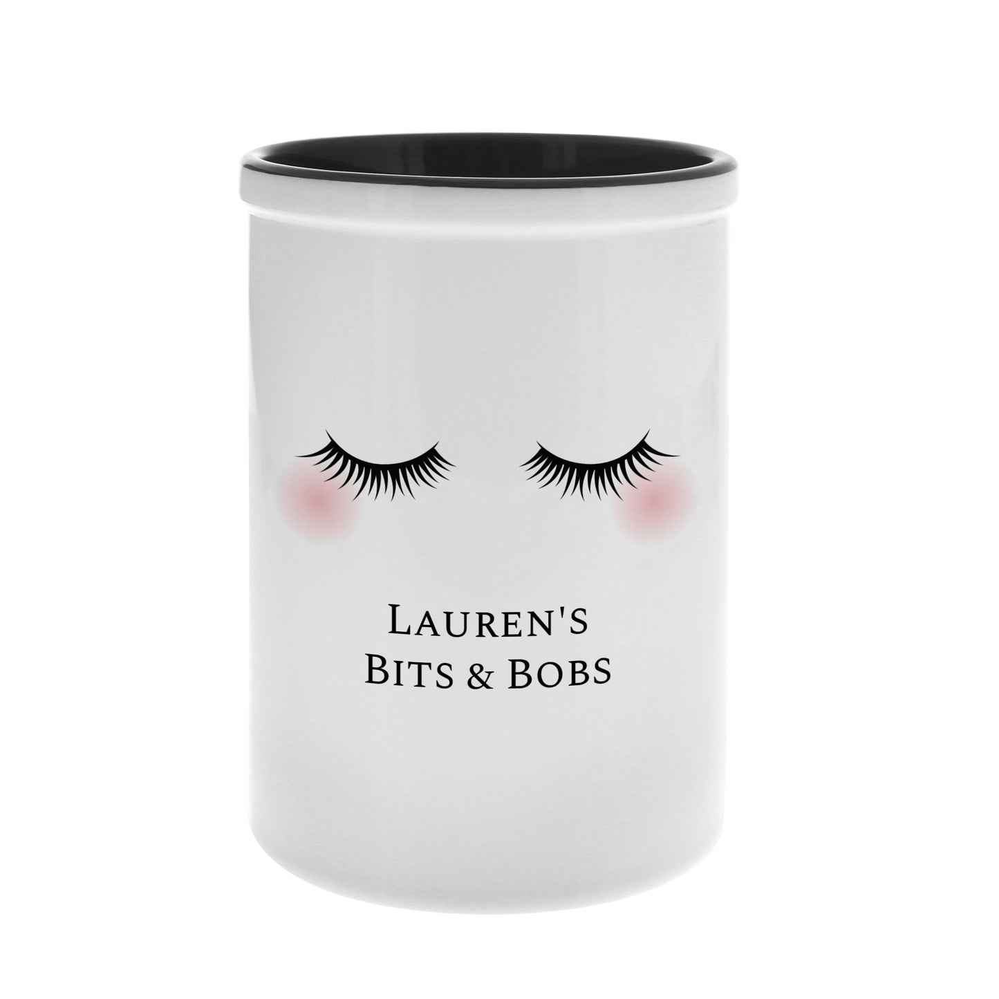 Personalised Eyelashes Tall Ceramic Storage Pot