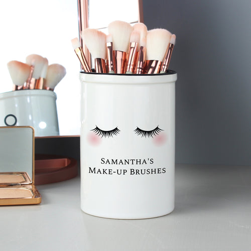Personalised Eyelashes Tall Ceramic Storage Pot
