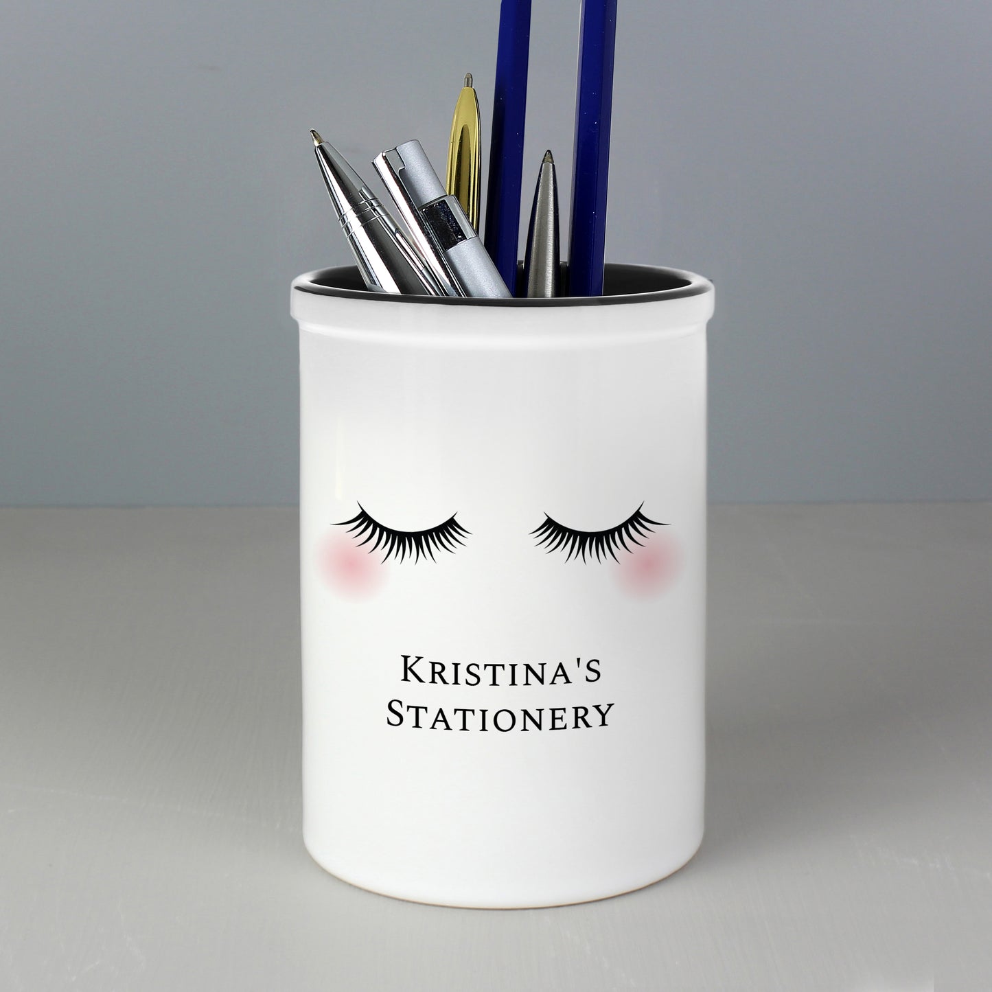 Personalised Eyelashes Tall Ceramic Storage Pot