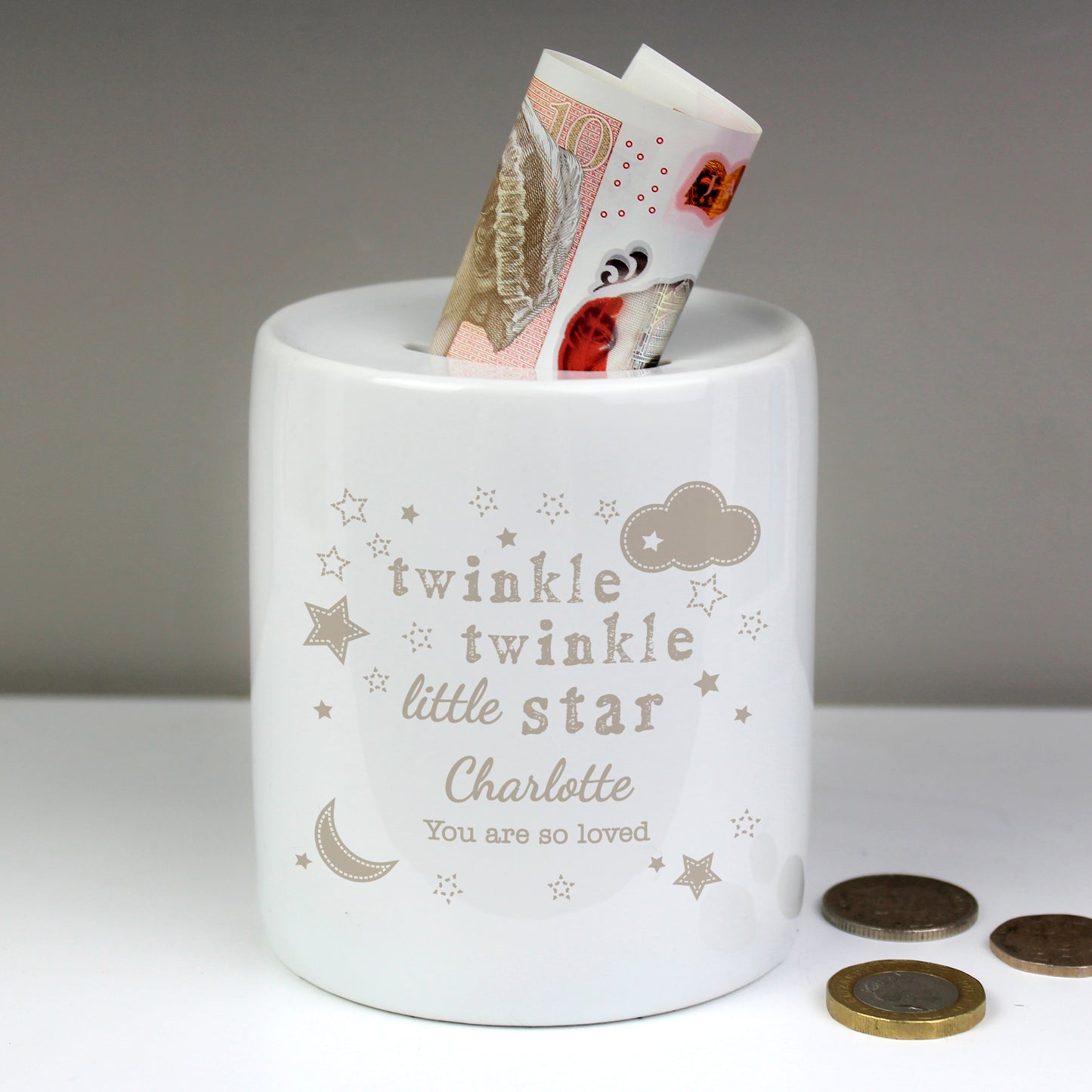 Personalised 'Twinkle Twinkle Little Star' Ceramic Money Box