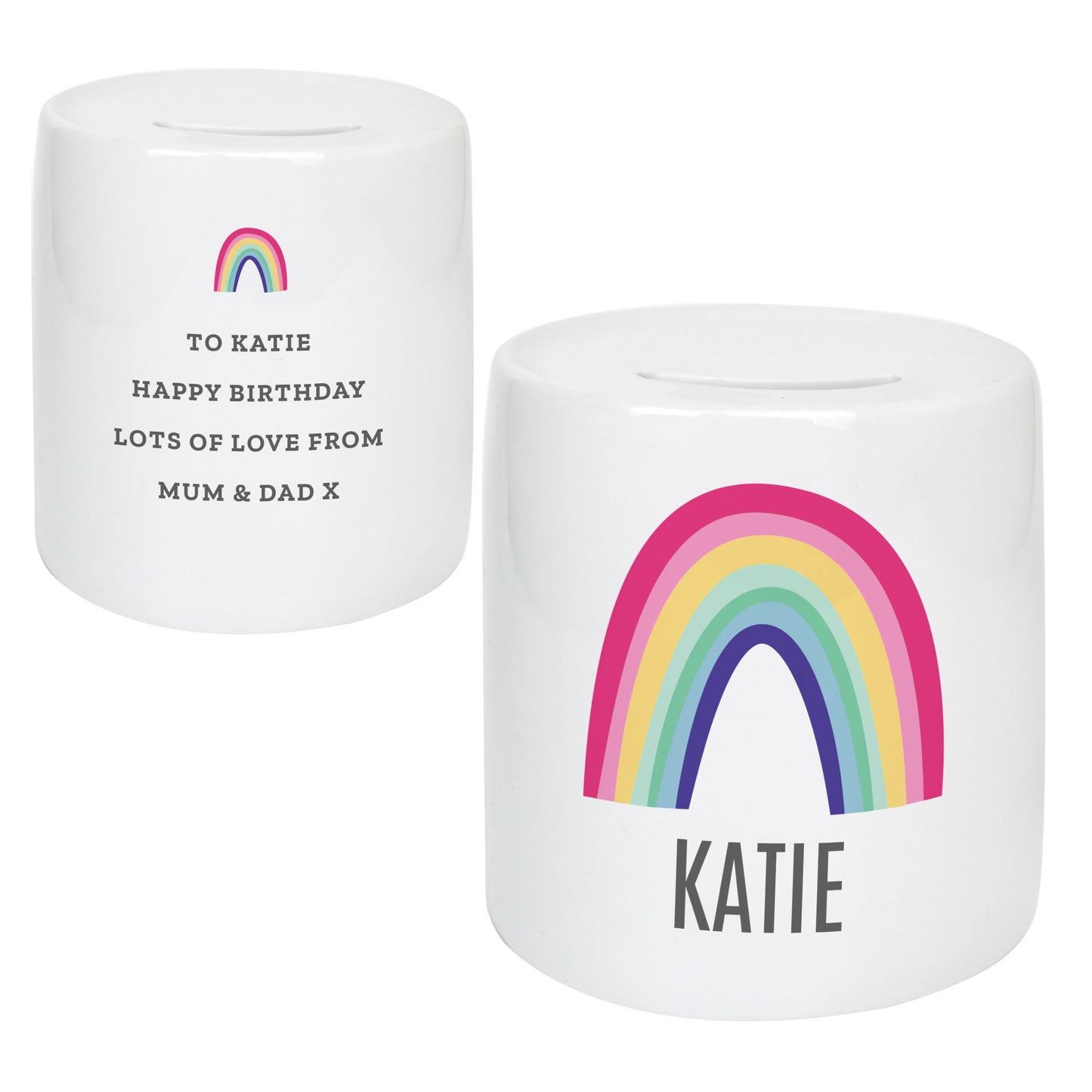 Personalised Rainbow Ceramic Money Box