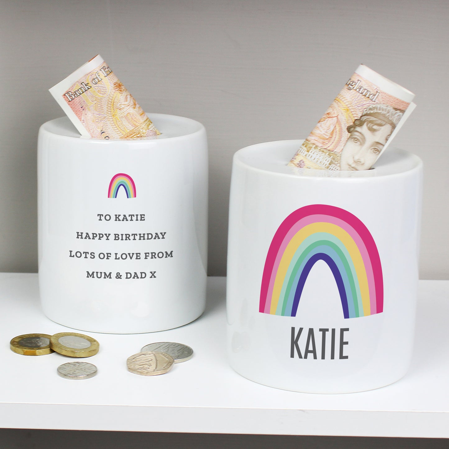 Personalised Rainbow Ceramic Money Box