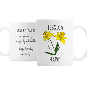 Personalised March Birth Flower - Daffodil Mug