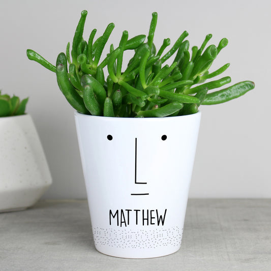 Personalised 'Mr Face' Ceramic Plant Pot