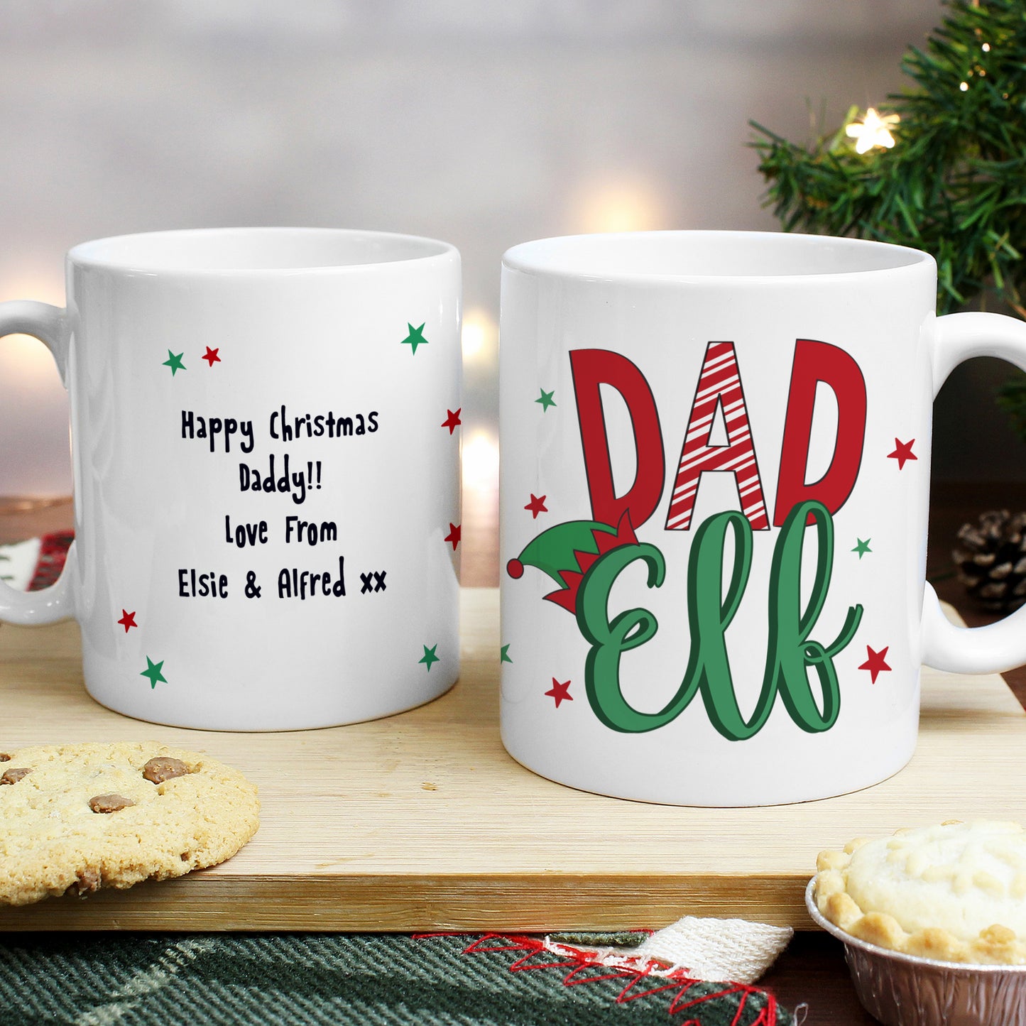 Personalised 'Dad Elf' Christmas Mug