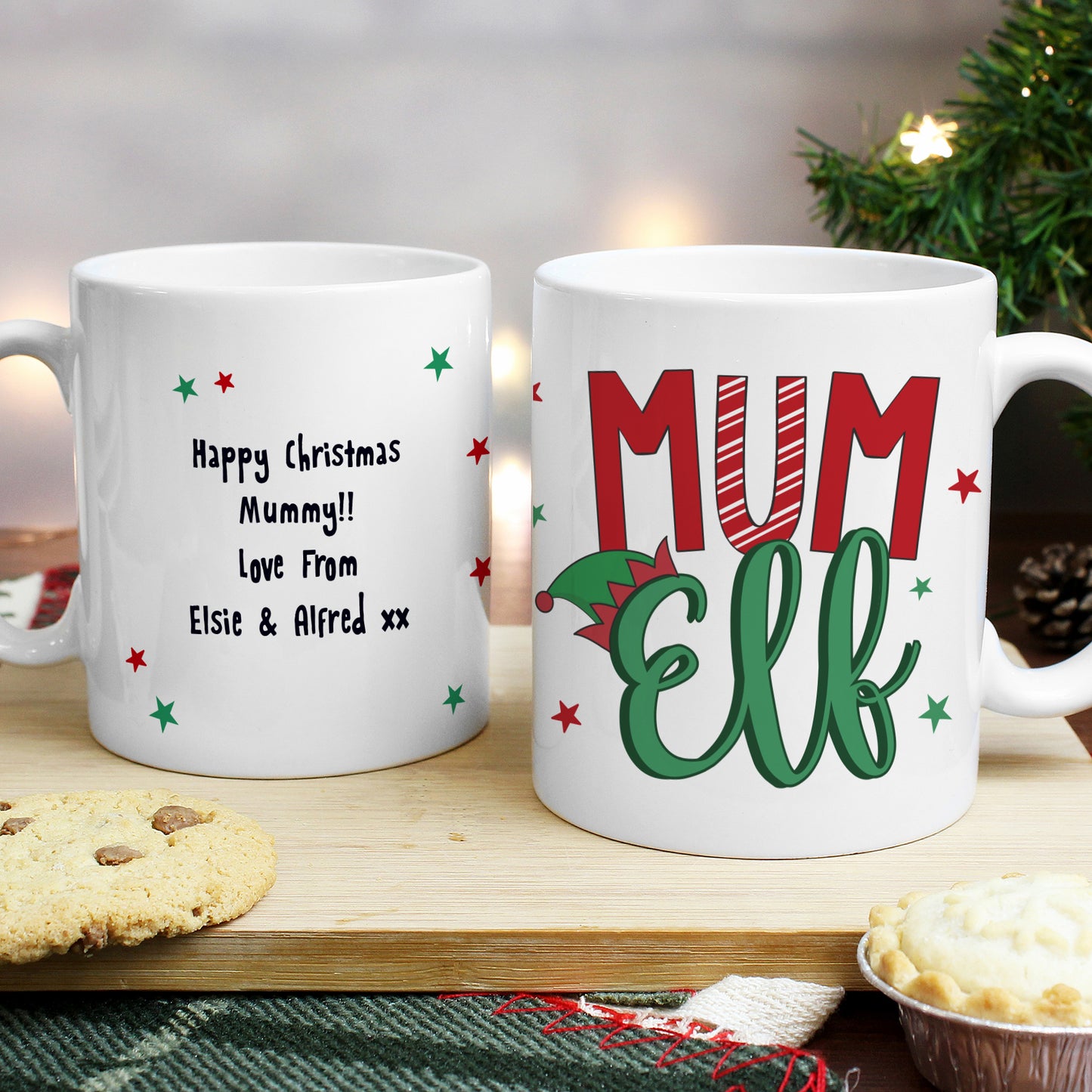 Personalised 'Mum Elf' Christmas Mug
