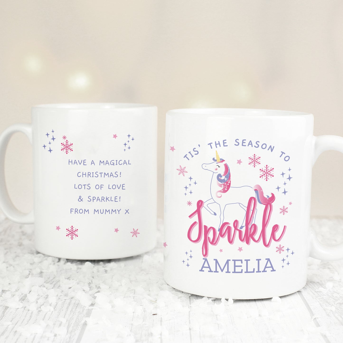 Personalised Unicorn 'Season To Sparkle' Christmas Mug
