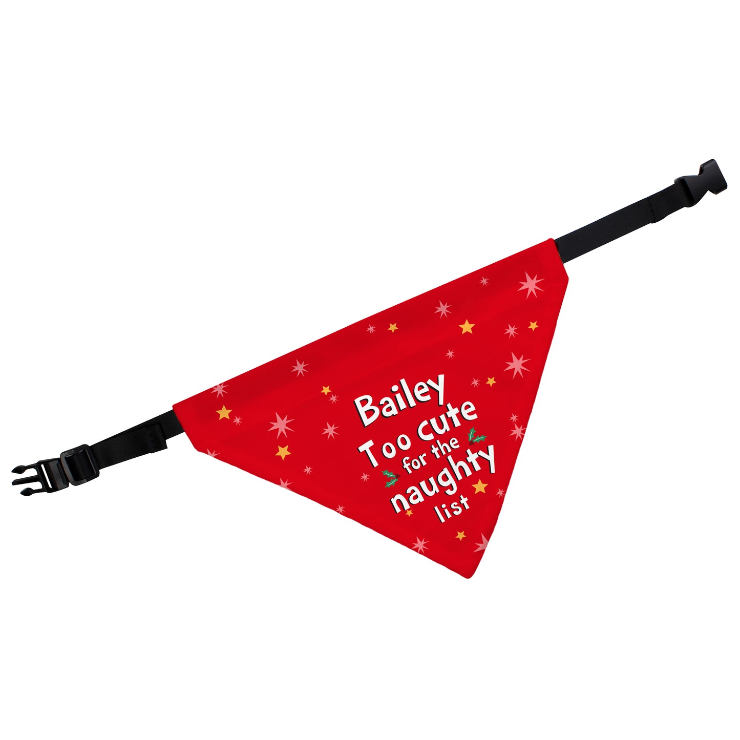 Personalised 'Too cute for the naughty list' Dog Bandana for Christmas