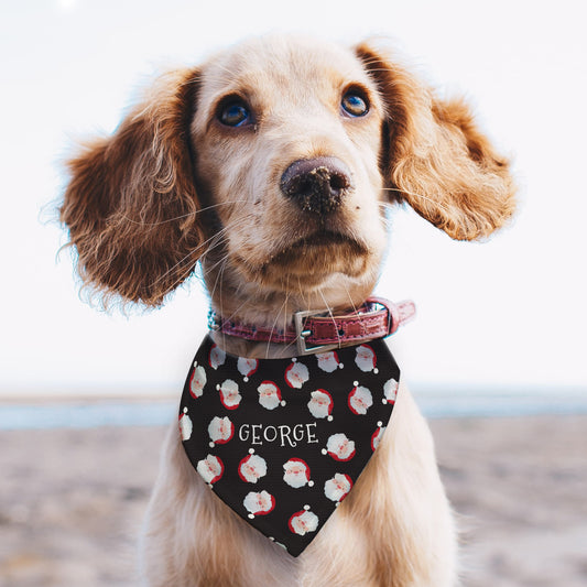 Personalised Christmas Dog Bandana with Santa Faces