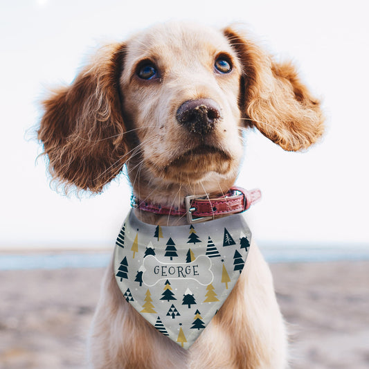 Personalised Dog Bandana with Christmas Trees
