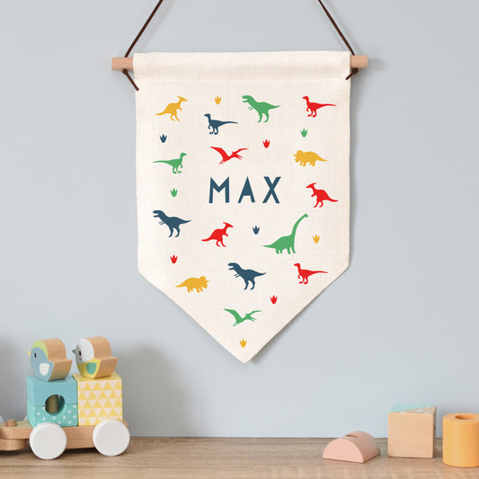 Personalised Dinosaur Hanging Banner - Great for a Child's Bedroom