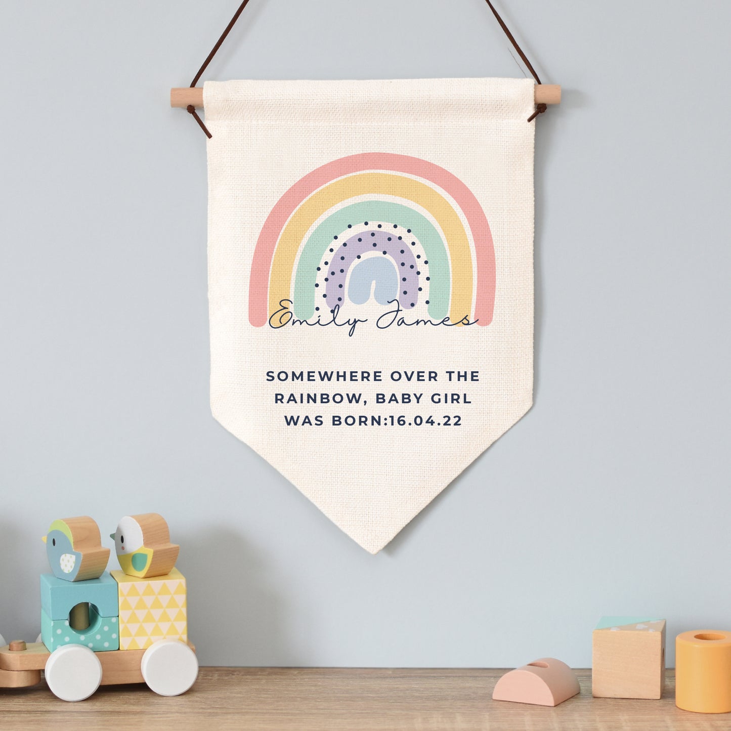 Personalised Rainbow Hanging Banner - Great for a Child's Bedroom