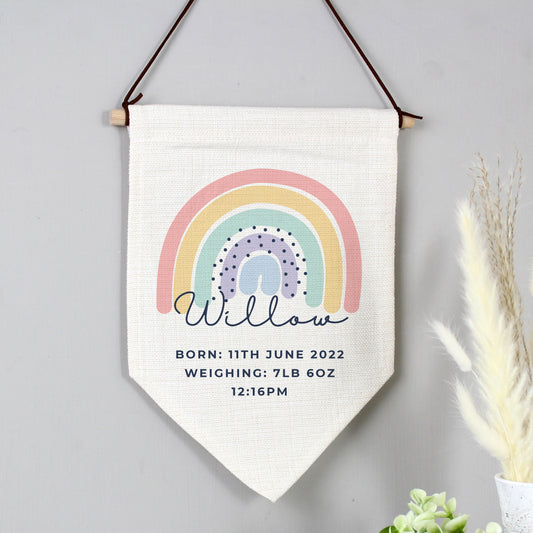 Personalised Rainbow Hanging Banner - Great for a Child's Bedroom