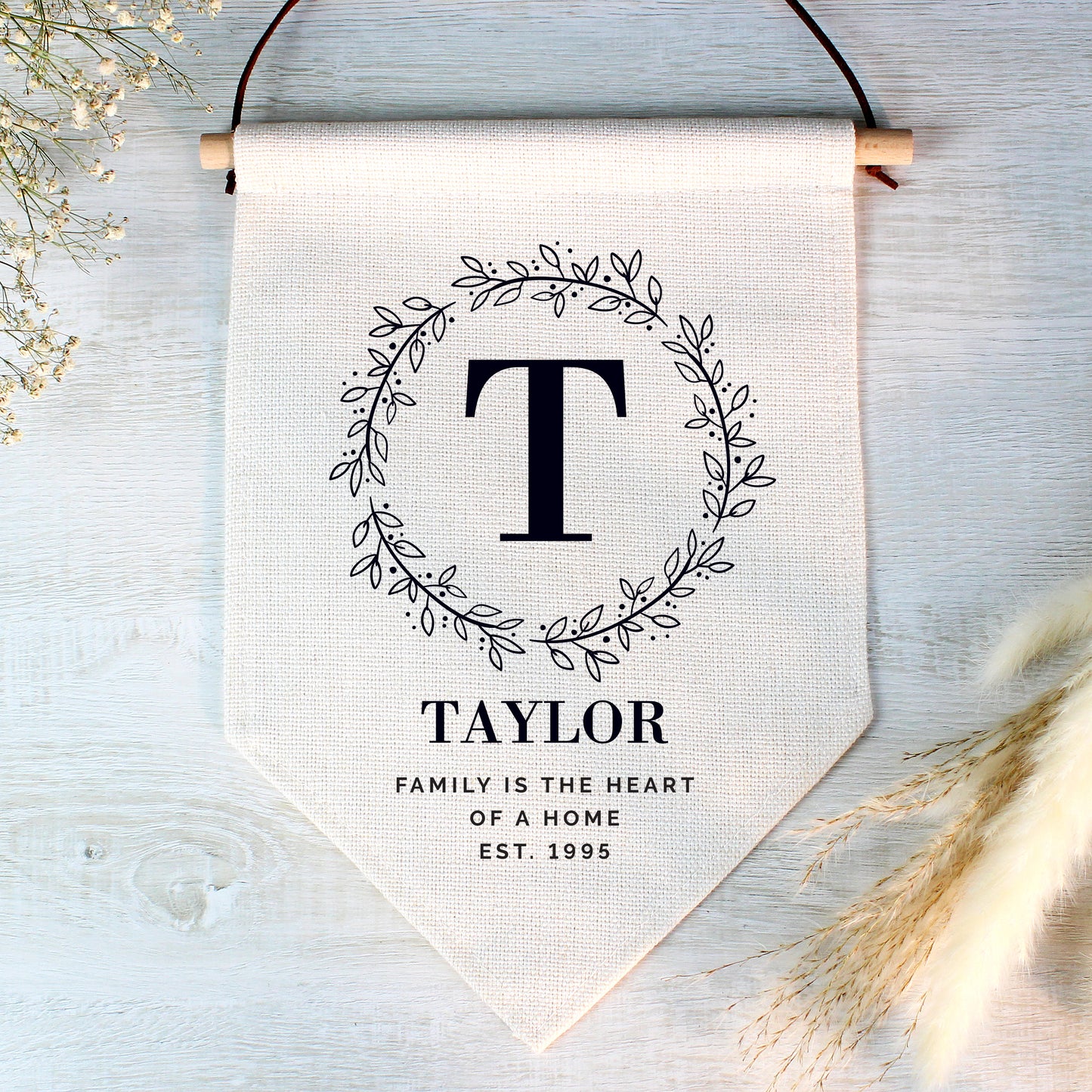 Personalised Floral Leaf Hanging Banner - Ideal for Weddings