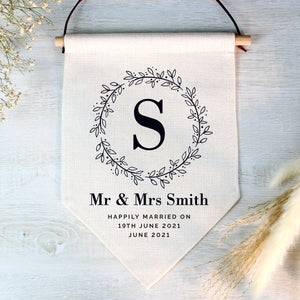 Personalised Floral Leaf Hanging Banner - Ideal for Weddings