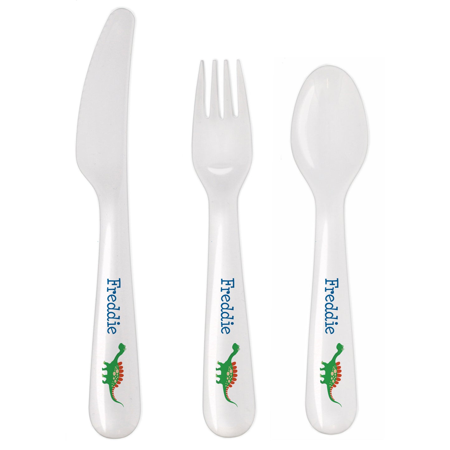 Personalised 3 Piece Dinosaur Plastic Cutlery Set for Children