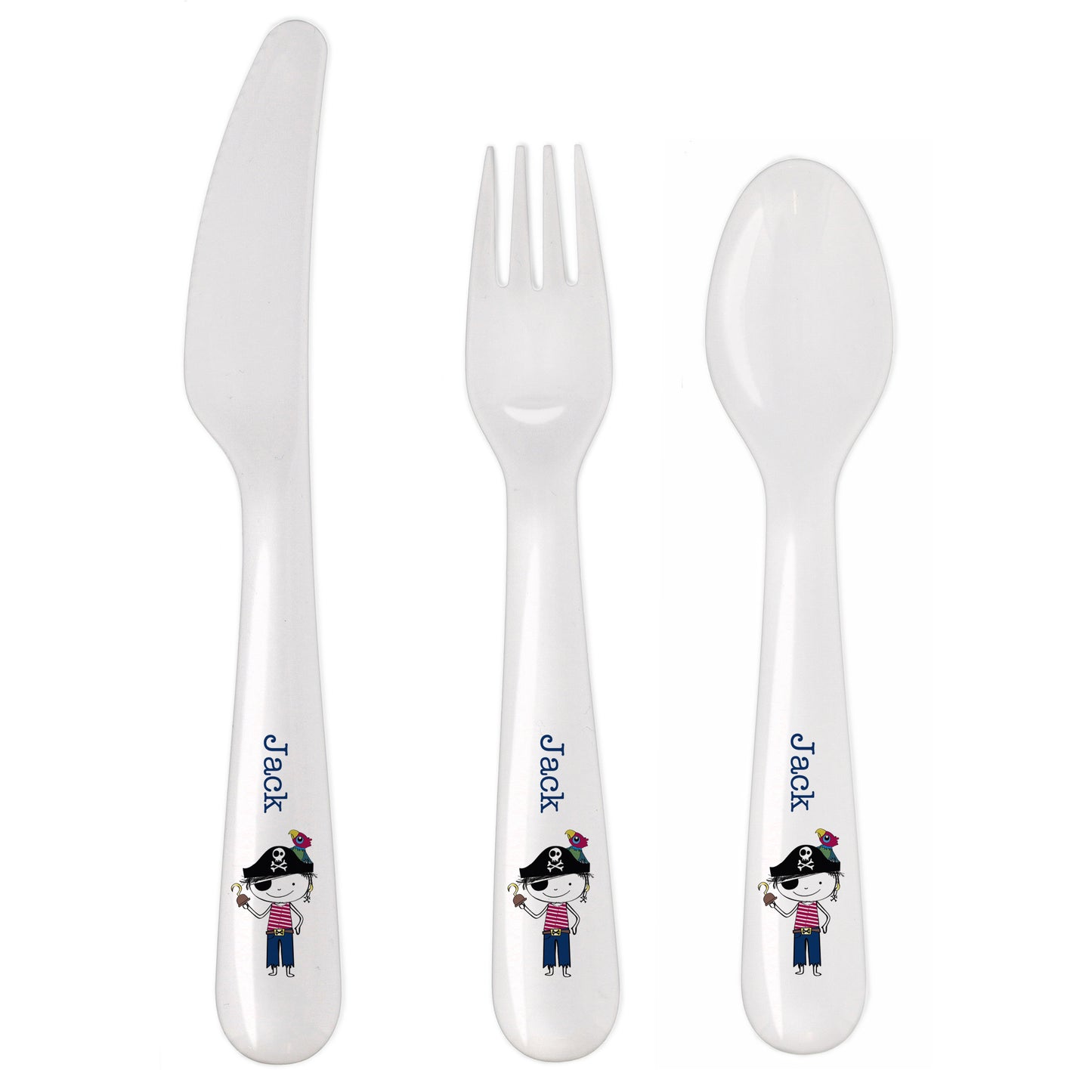 Personalised 3 Piece Pirate Plastic Cutlery Set for Children