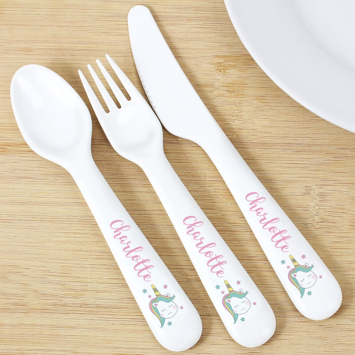 Personalised Baby Unicorn Plastic Cutlery