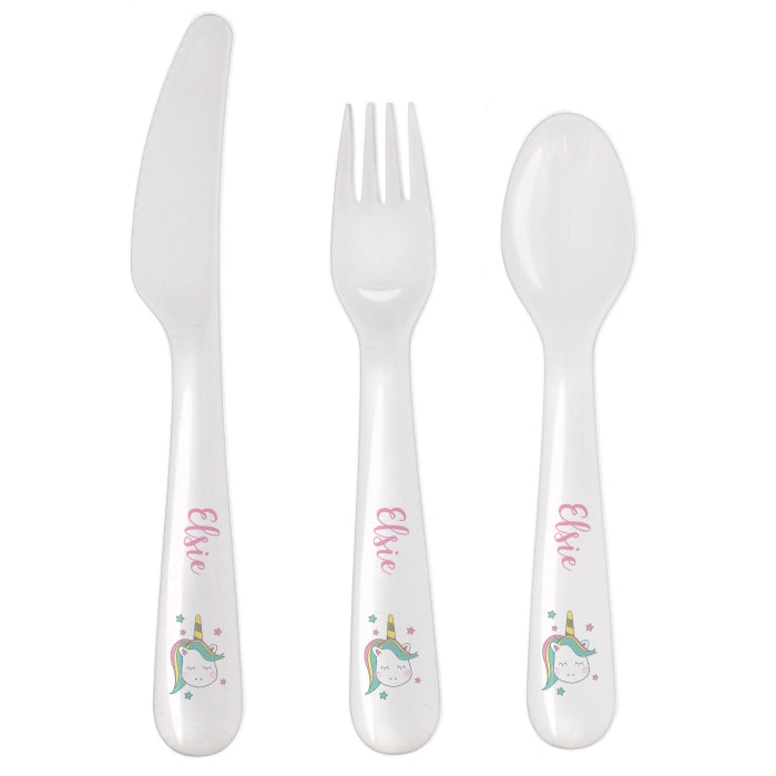 Personalised Baby Unicorn Plastic Cutlery