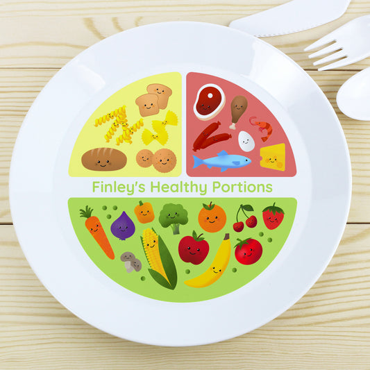 Children's Personalised Healthy Eating Portions Plastic Plate
