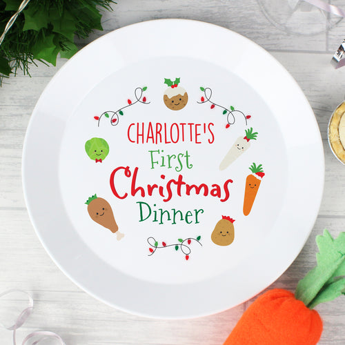 Children's Personalised 'First Christmas Dinner' Plastic Plate