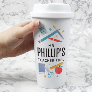 Personalised Teachers Double Walled Plastic Travel Mug