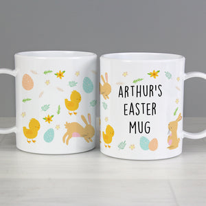 Personalised Easter Bunny & Chick Children's Plastic Mug