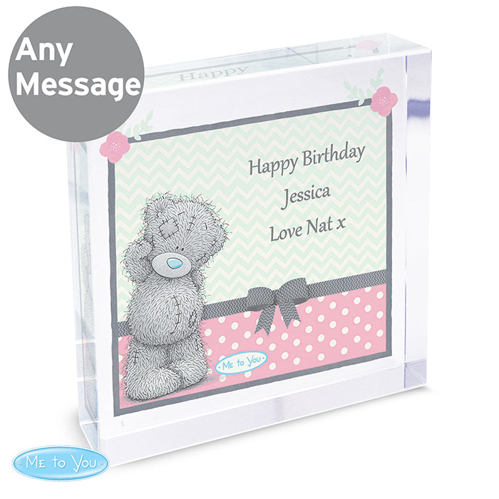 Personalised 'Me To You' Pastel Belle Large Crystal Token - perfect for Valentine's Day, Mother's Day etc.