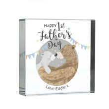 Personalised 1st Father's Day 'Daddy Bear' Large Crystal Token