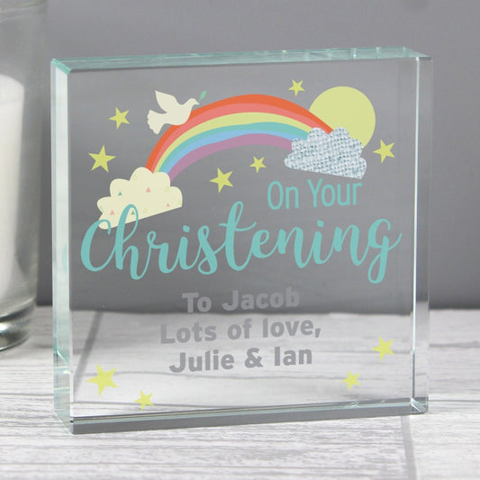 Personalised 'On Your Christening' Large Crystal Token