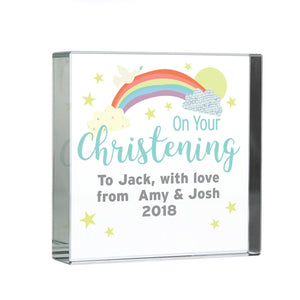 Personalised 'On Your Christening' Large Crystal Token