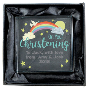 Personalised 'On Your Christening' Large Crystal Token