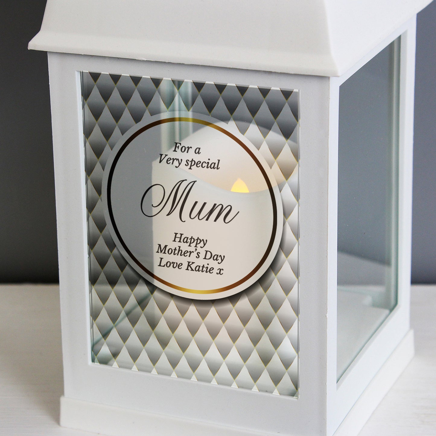 Personalised Opulent White Lantern - Suitable for Any Occasion