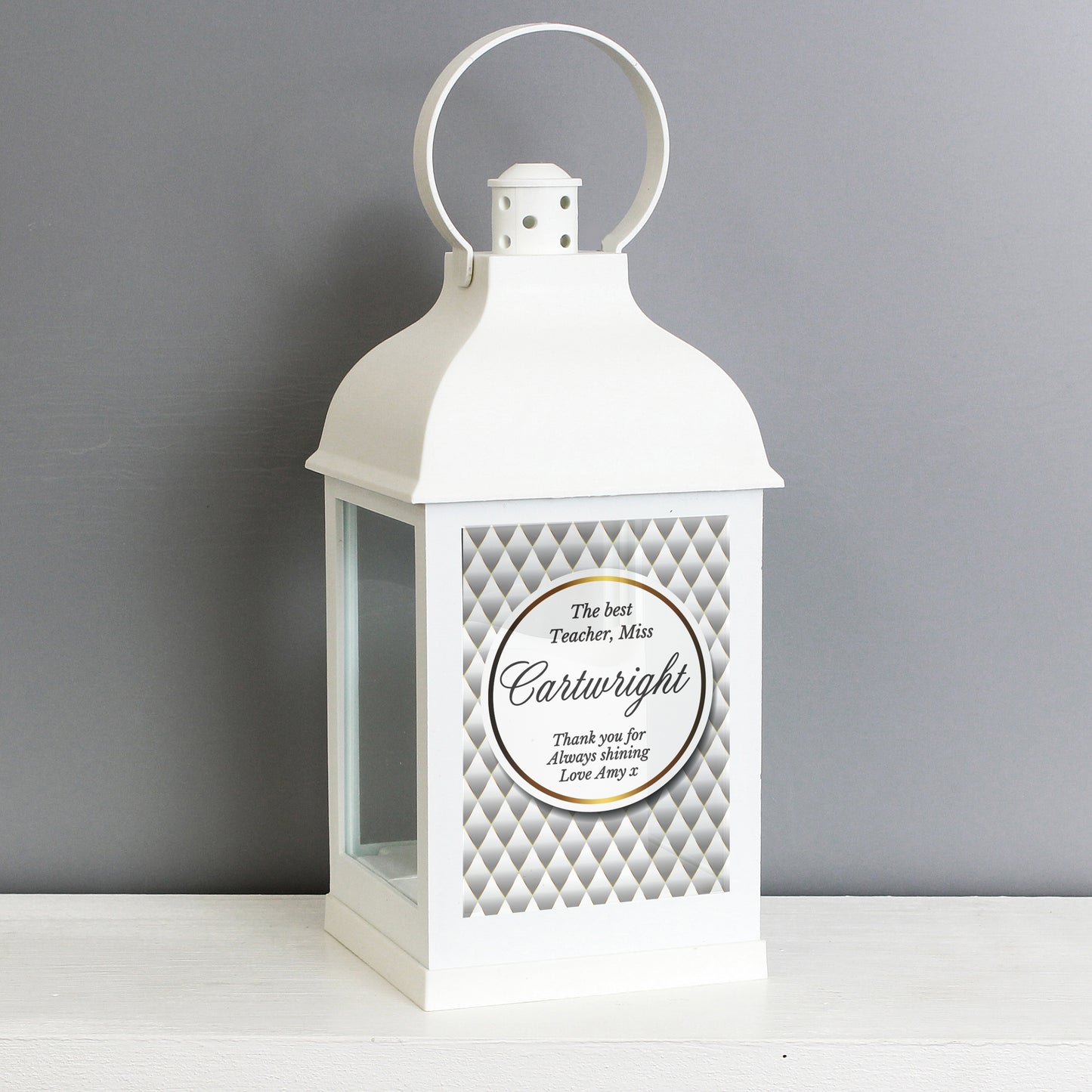 Personalised Opulent White Lantern - Suitable for Any Occasion