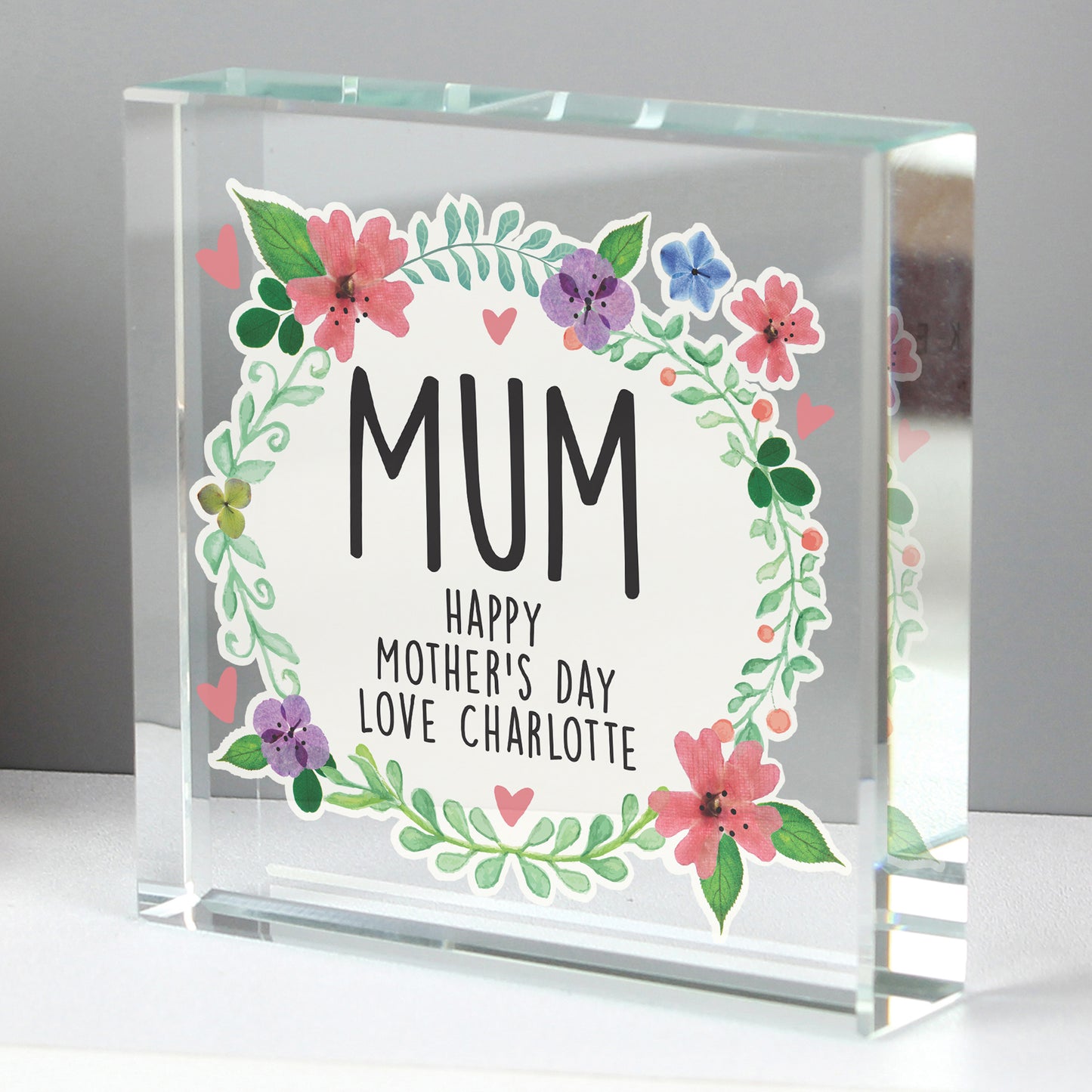 Personalised Floral Crystal Token - Suitable for Any Occasion