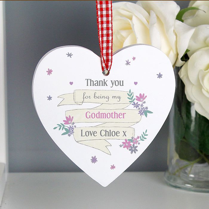 Personalised Garden Bloom Wooden Heart Decoration - Perfect for Teachers, Mothers, Wedding Favours and More