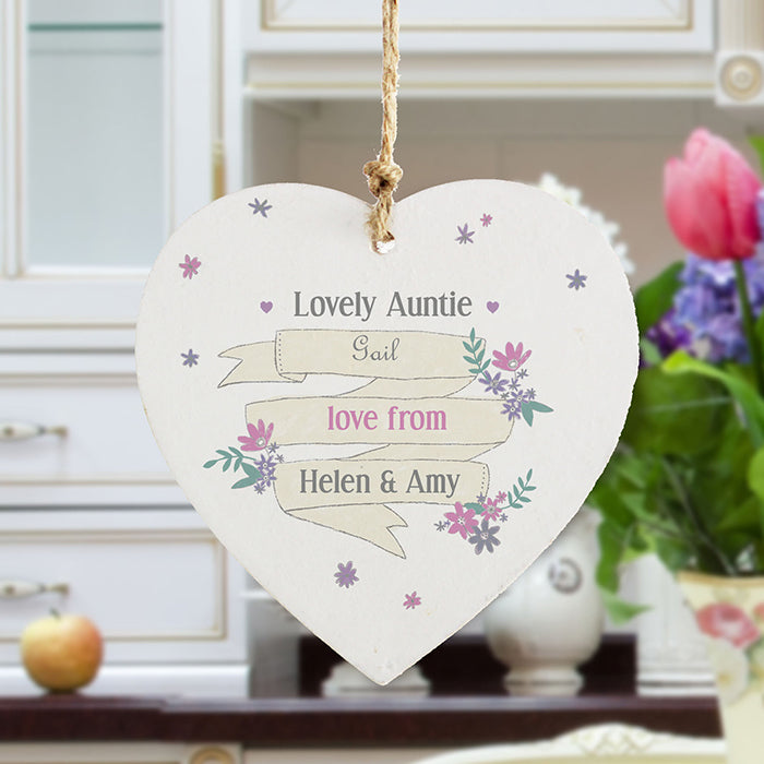 Personalised Garden Bloom Wooden Heart Decoration - Perfect for Teachers, Mothers, Wedding Favours and More