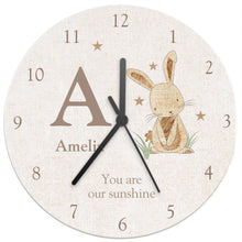 Personalised Hessian Rabbit Shabby Chic Wooden Clock