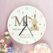 Personalised Hessian Rabbit Shabby Chic Wooden Clock