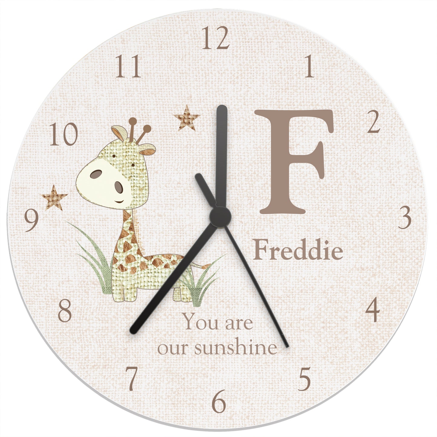 Personalised Hessian Giraffe Shabby Chic Wooden Clock