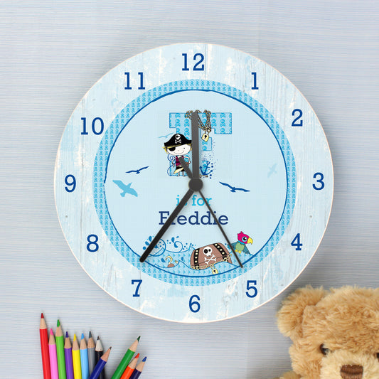 Personalised Pirate Shabby Chic Wooden Clock