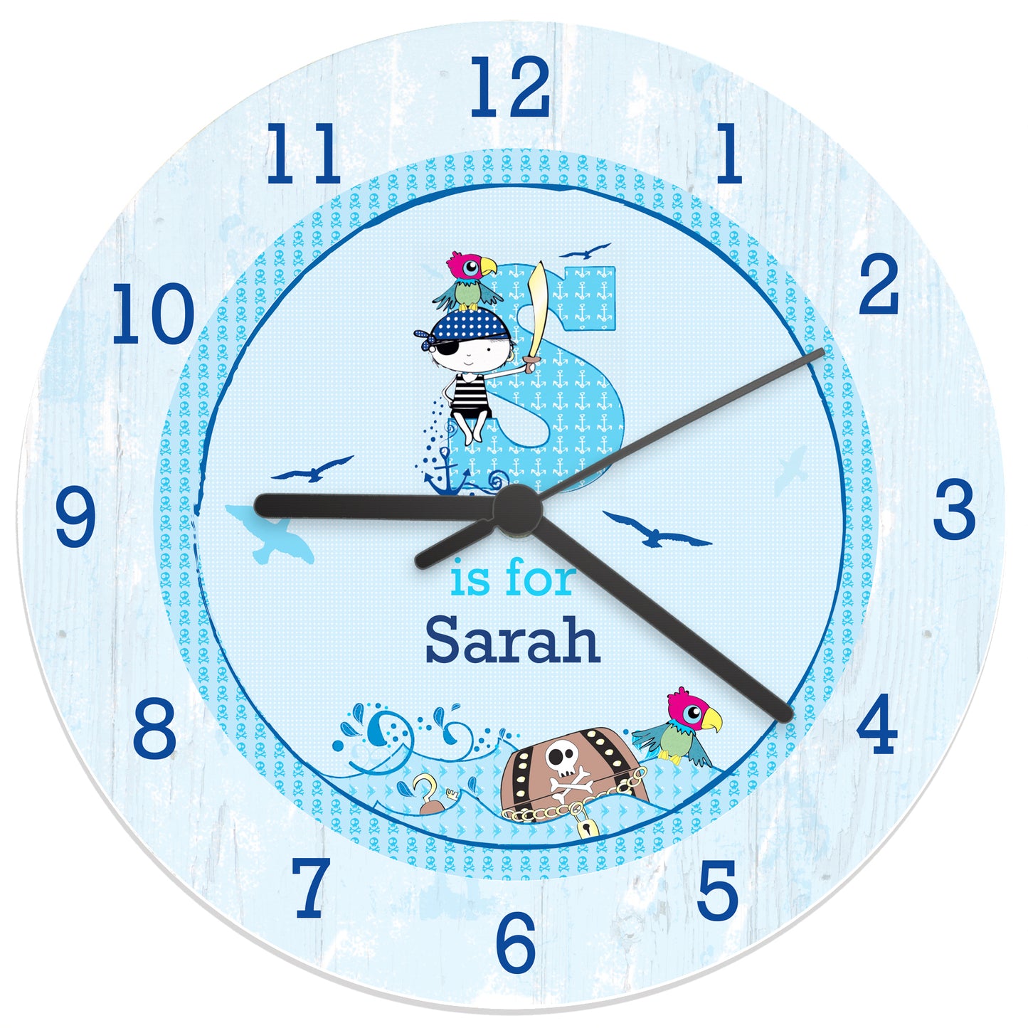 Personalised Pirate Shabby Chic Wooden Clock