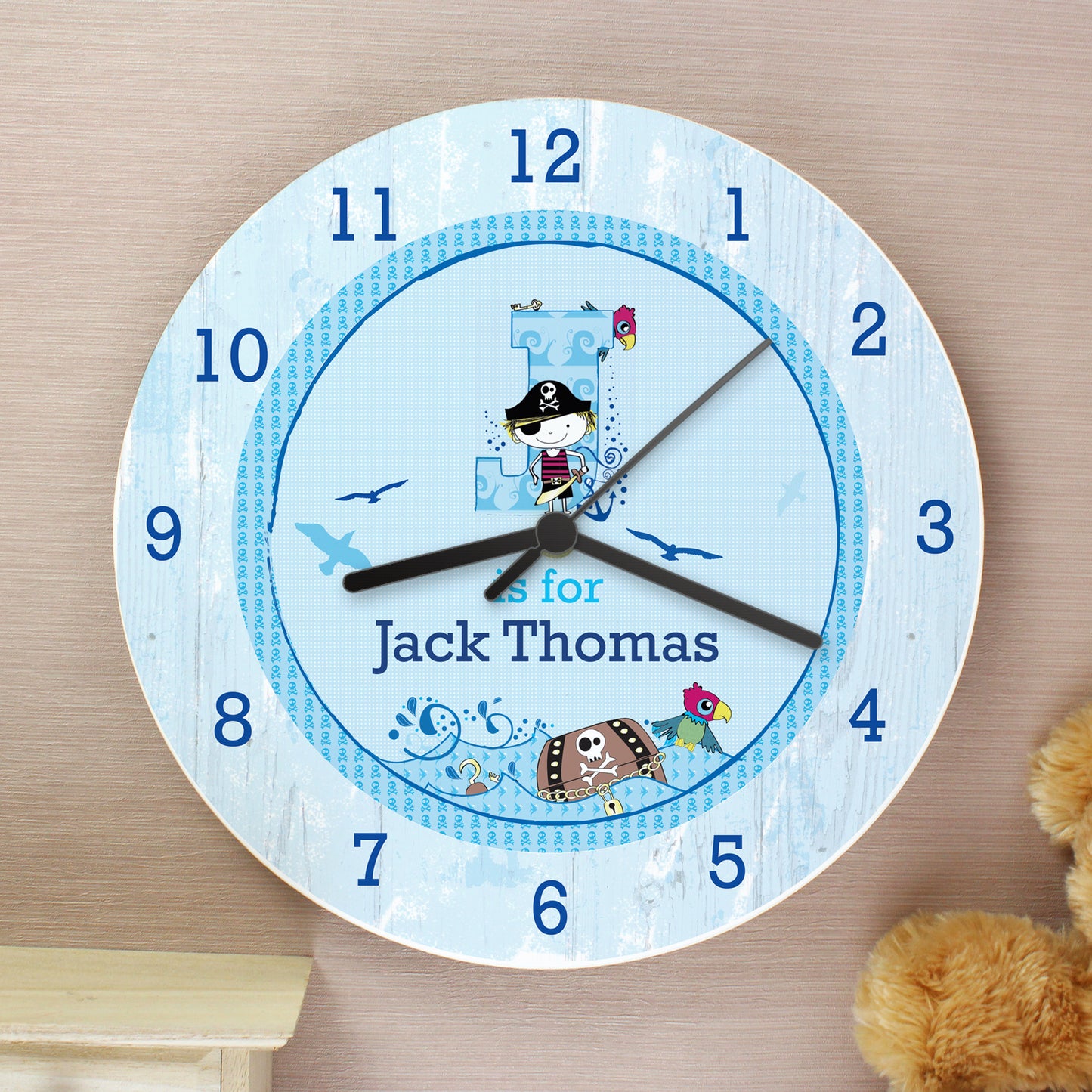 Personalised Pirate Shabby Chic Wooden Clock
