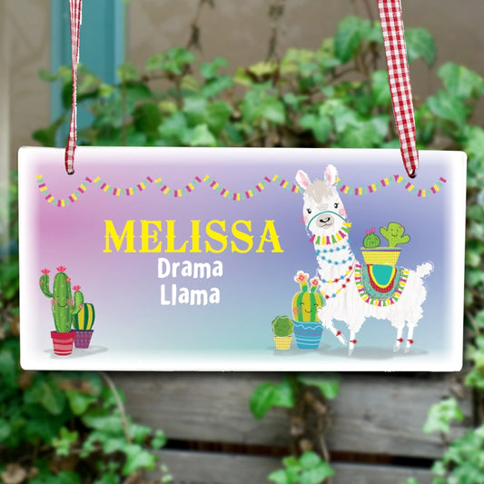 Personalised Llama Wooden Sign