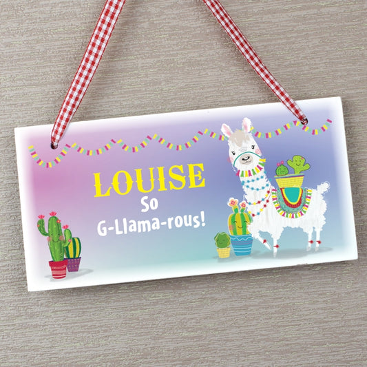 Personalised Llama Wooden Sign