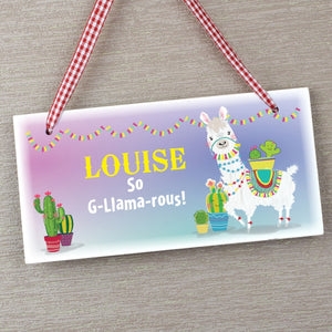 Personalised Llama Wooden Sign