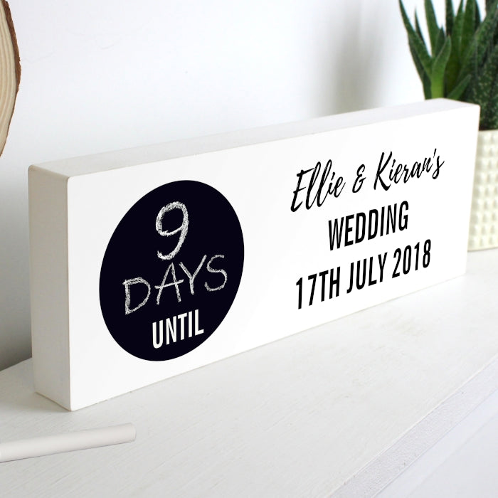 Personalised Classic Chalk Countdown Wooden Block Sign