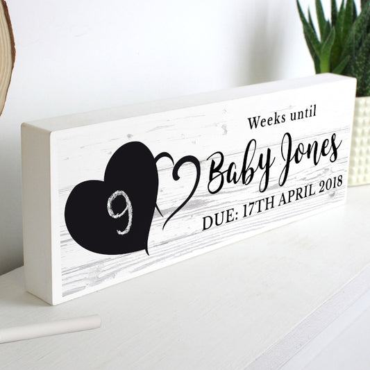 Personalised Rustic Chalk Countdown Wooden Block Sign