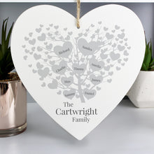 Personalised Family Tree Large Wooden Heart (22cm) - Add up to NINE (9) Names!