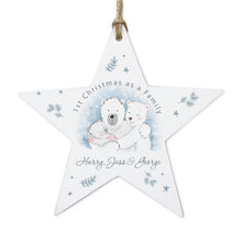 Personalised '1st Christmas as a Family' Polar Bear Wooden Star Decoration